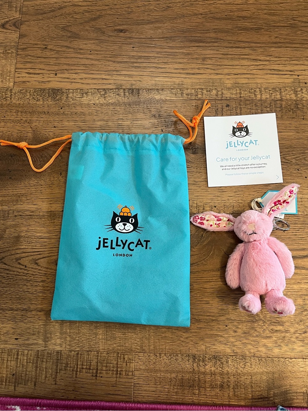 Jellycat Blushkin Blossom Bunny Bag Charm BNWT with dust bag